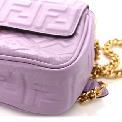 Fendi Nappa FF Embossed Small Midi Chain Baguette Violetta 14 of 15