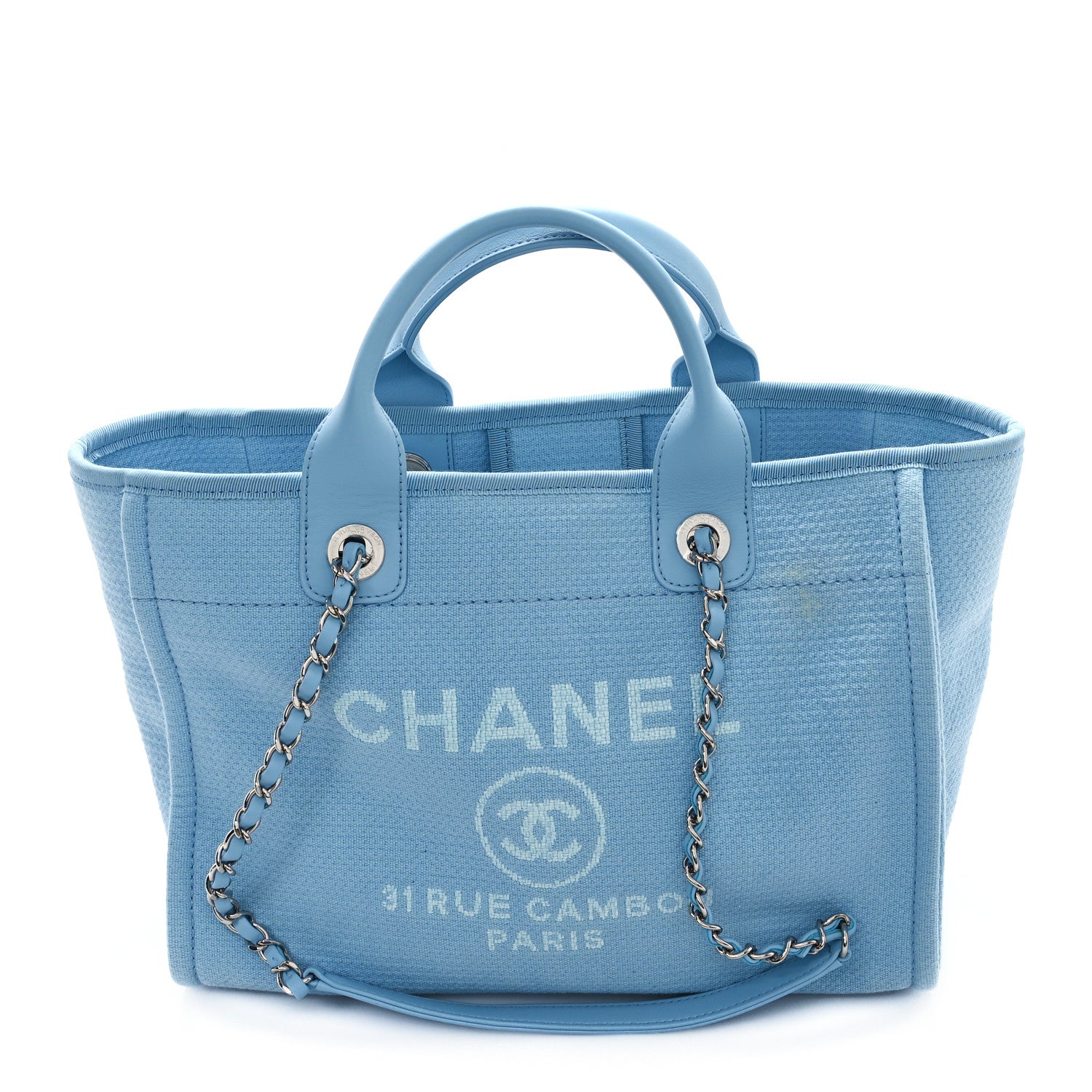 Chanel Mixed Fibers Small Deauville Tote Light Blue 1 of 12