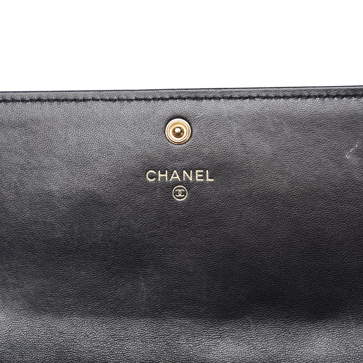 Lambskin Quilted Large Diamond CC Flap Wallet Black