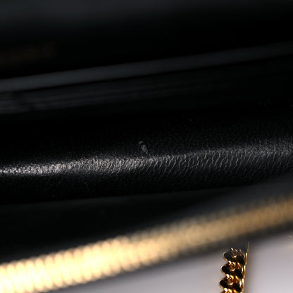 Saint Laurent Calfskin Crocodile Embossed Kate Monogram Tassel Chain Wallet Black 7 of 11
