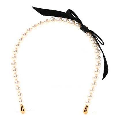 Chanel Pearl CC Headband White Gold Black 3 of 5