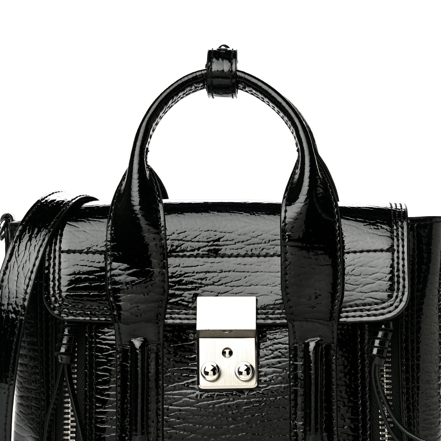 Textured Patent Mini Pashli Satchel Black
