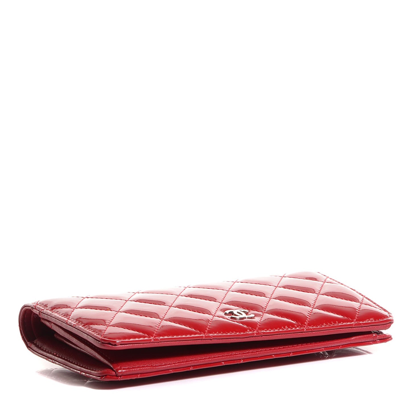 Patent Quilted Yen Wallet Red