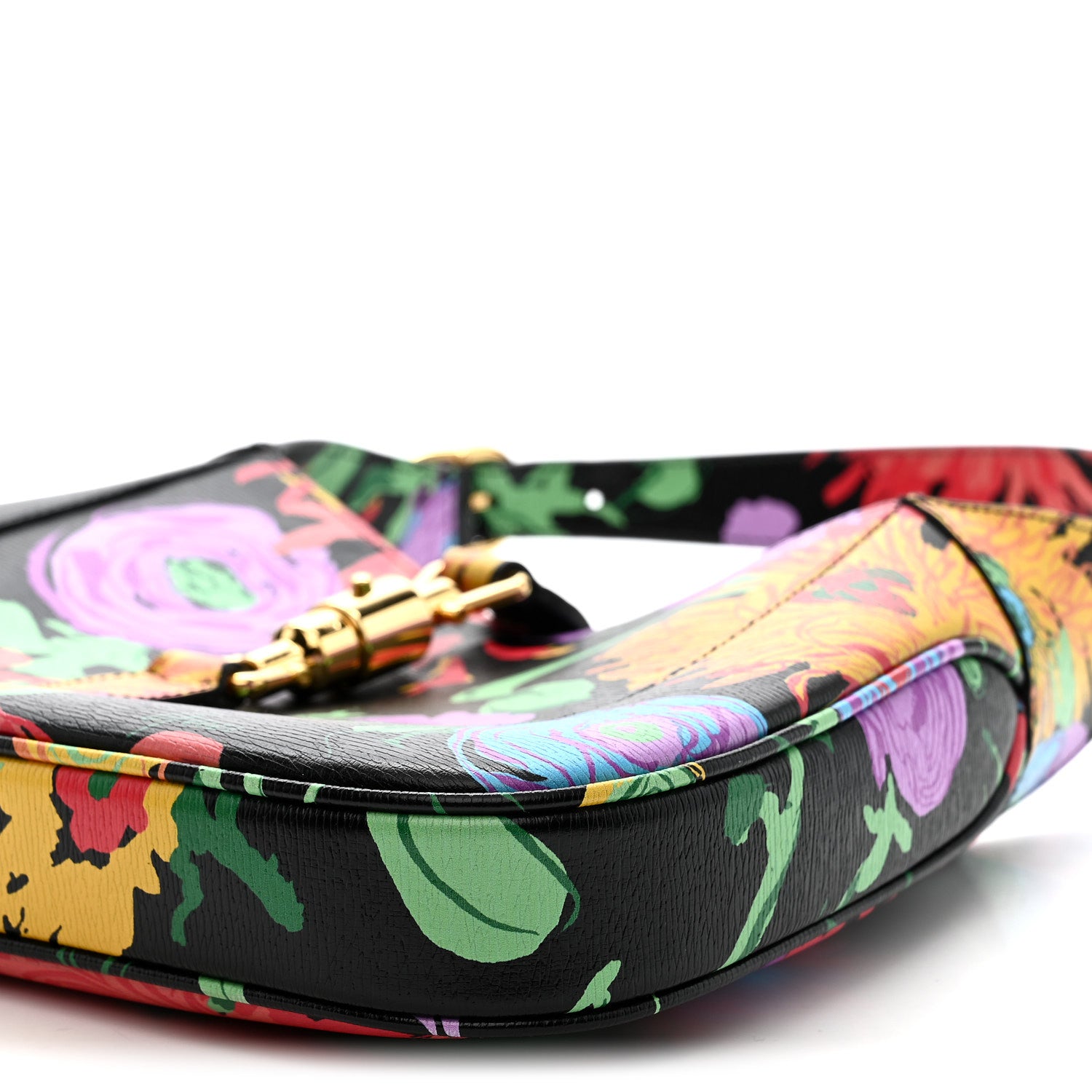 Gucci X KEN SCOTT New Shangai Calfskin Jenny Floral Print Small Jackie 1961 Hobo Black Pink 10 of 10