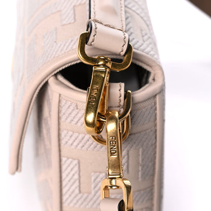 Fendi Canvas Vitello King Bi-Color Strap FF Embroidered Baguette Poudre 15 of 15