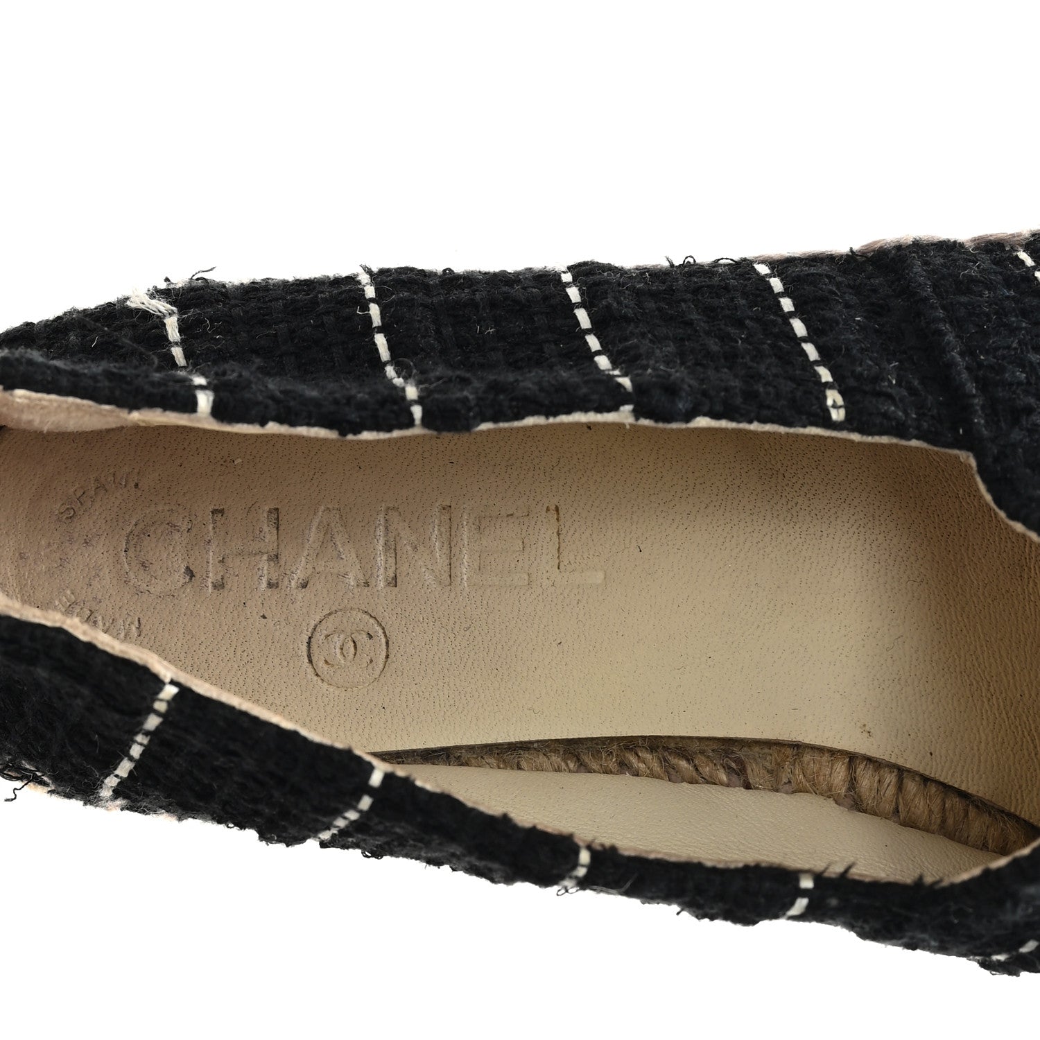 Chanel Tweed Patent CC Espadrilles 36 Black White 8 of 10