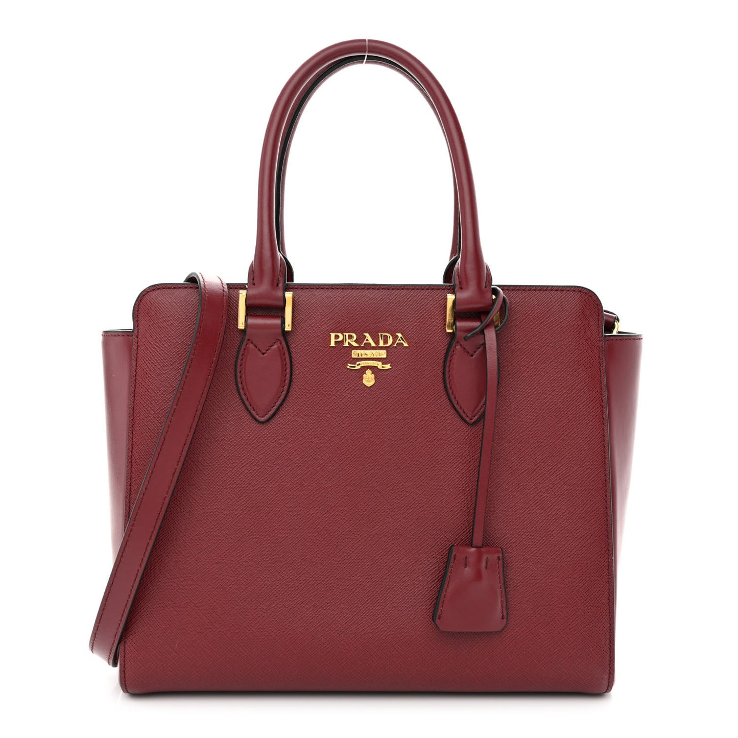 Saffiano Soft Calfskin Small Zippered Tote Cerise