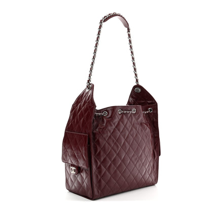 Chanel Shiny Crumpled Calfskin Quilted Medium Chanel 25 Handbag Dark Burgundy 4 of 11