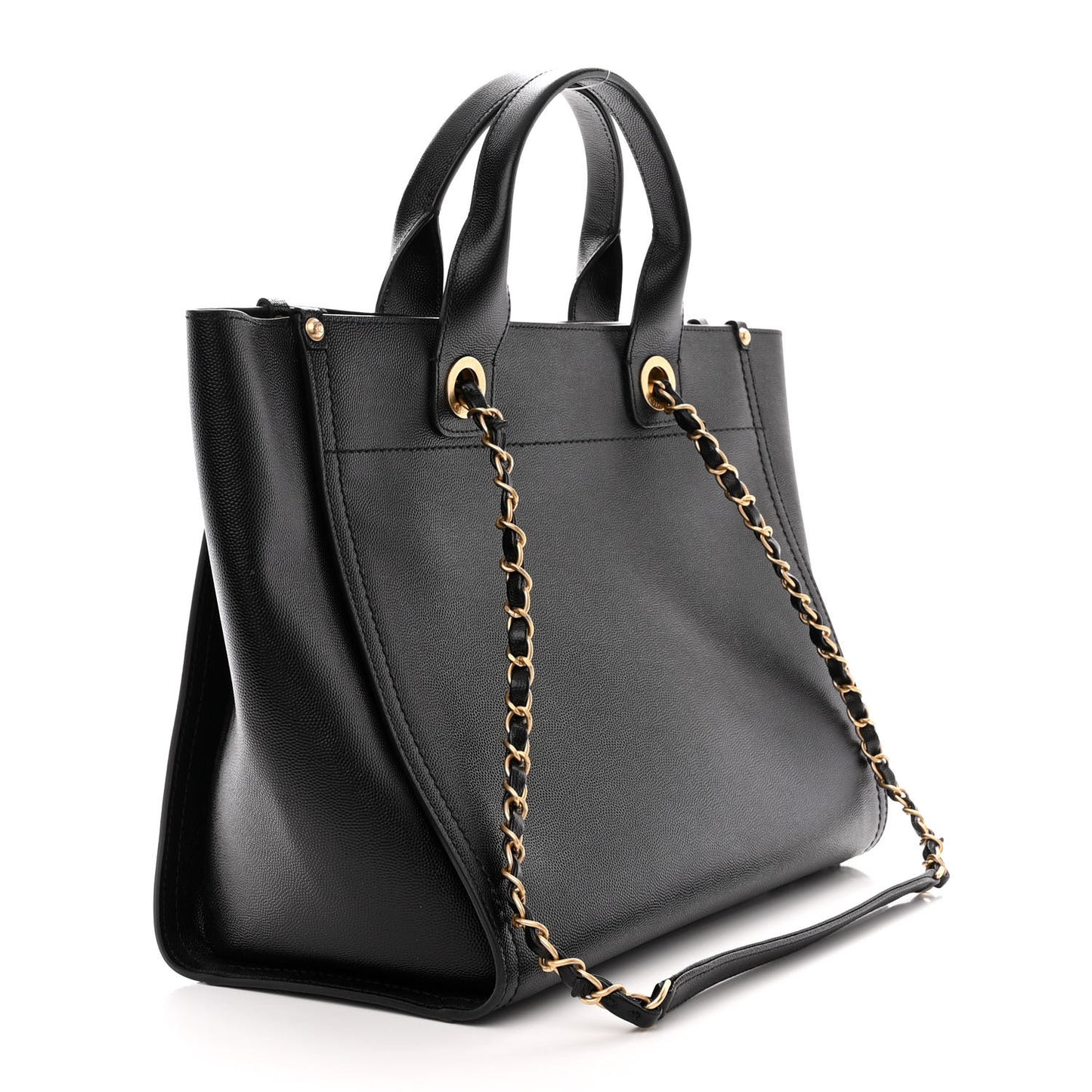 Caviar Small Studded Deauville Tote Black