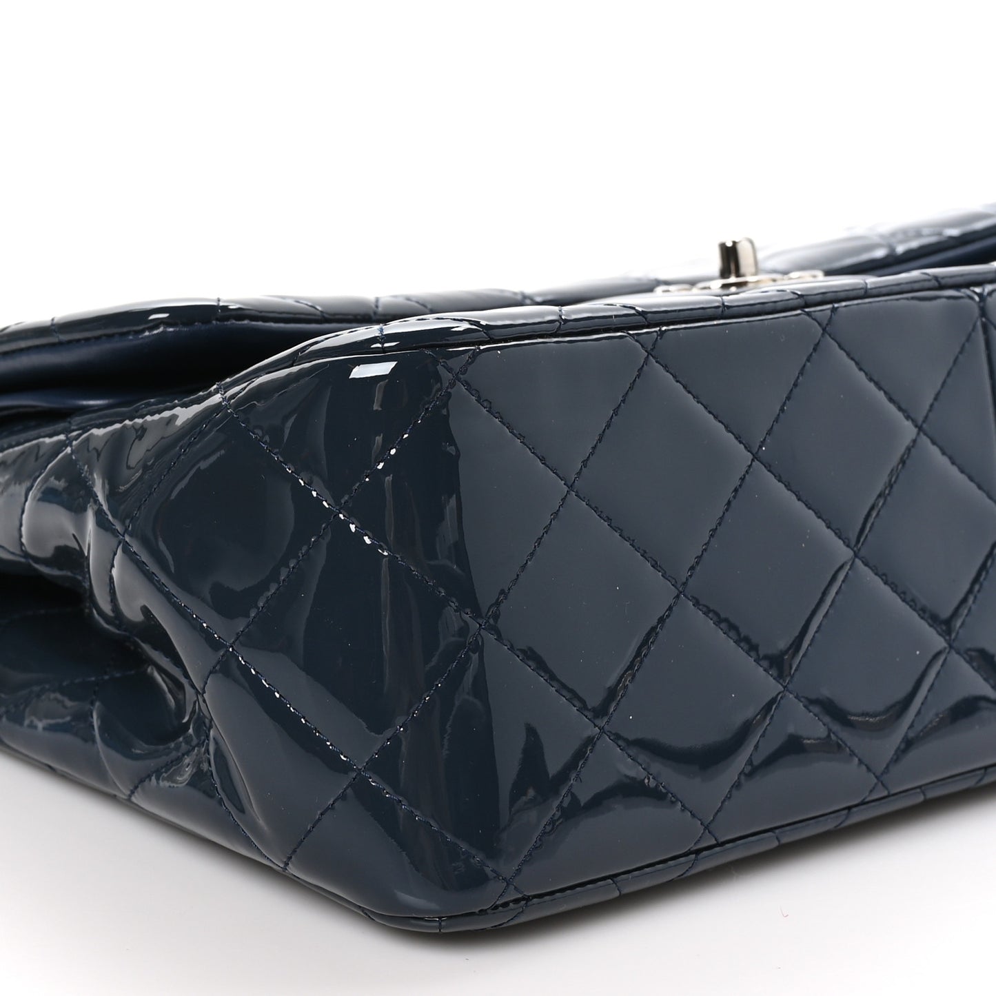 Patent Quilted Jumbo Double Flap Navy