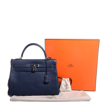 Hermes Taurillon Clemence Kelly Retourne 32 Bleu Saphir 5 of 10