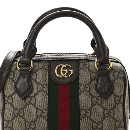 Gucci GG Supreme Monogram Textured Dollar Calfskin Web Super Mini Ophidia Top Handle Bowler Bag Beige Ebony New Acero 7 of 9
