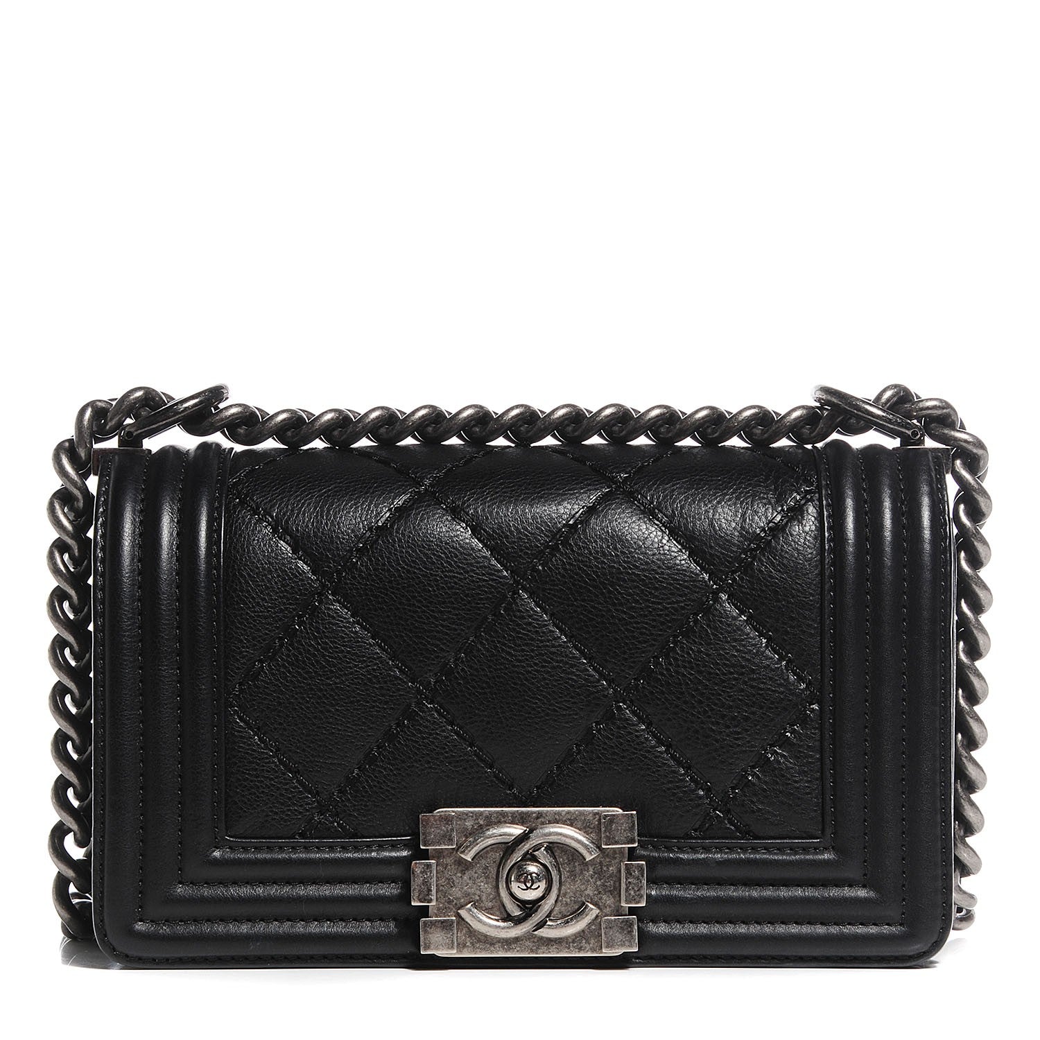 Chanel Calfskin Double Stitch Small Boy Flap Black 1 of 9