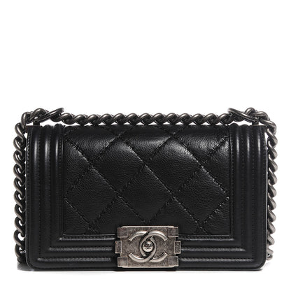 Chanel Calfskin Double Stitch Small Boy Flap Black 1 of 9