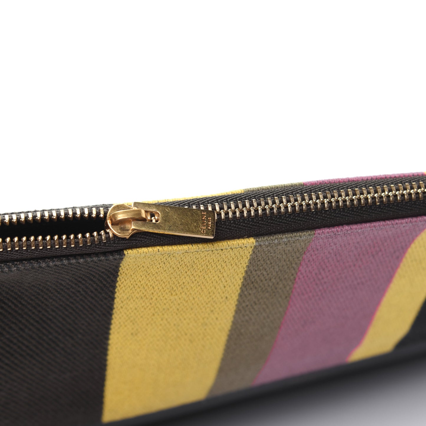 Cotton Canvas Lambskin Striped Solo Clutch Pouch Black