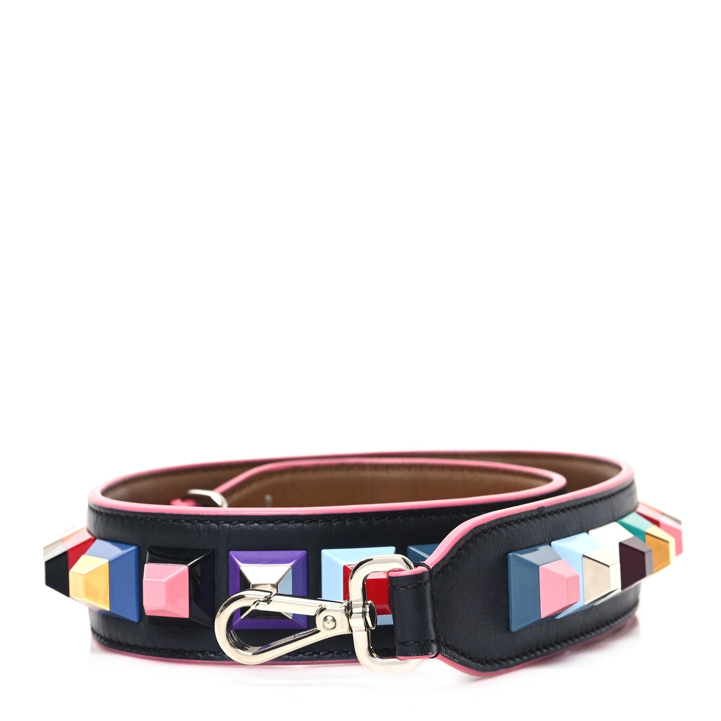 Vitello Dolce Plexiglass Bi-Color Studded Strap You Black Brownie Multicolor