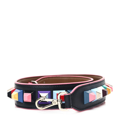 Fendi Vitello Dolce Plexiglass Bi-Color Studded Strap You Black Brownie Multicolor 1 of 4