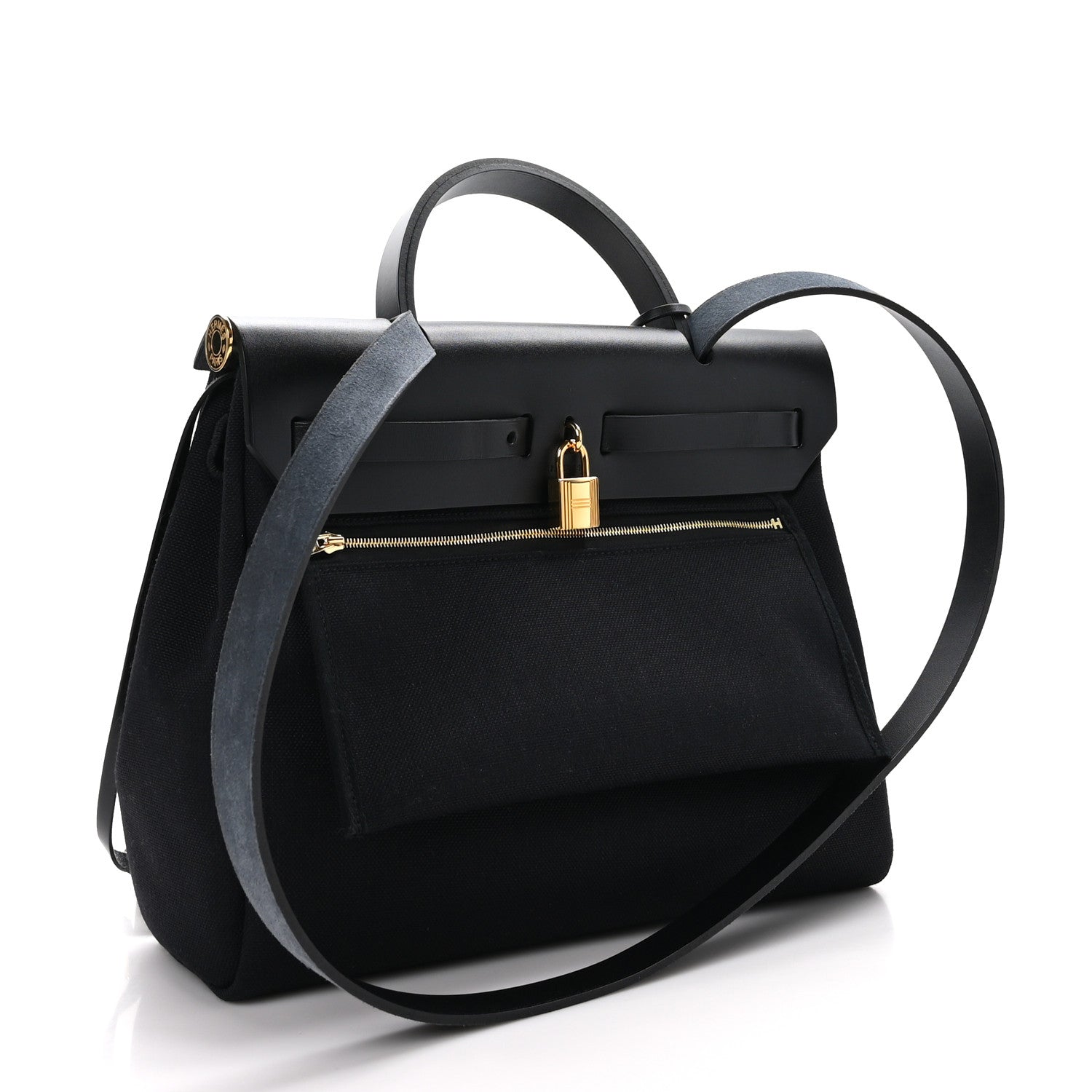 Hermes Military Toile Vache Hunter Herbag Zip Retourne 31 PM Black 4 of 11