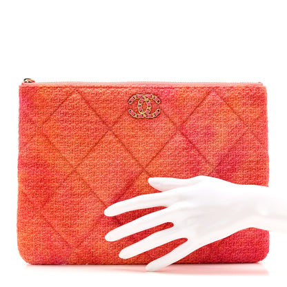 Chanel Tweed Large Chanel 19 Cosmetic Case Coral Pink 2 of 13
