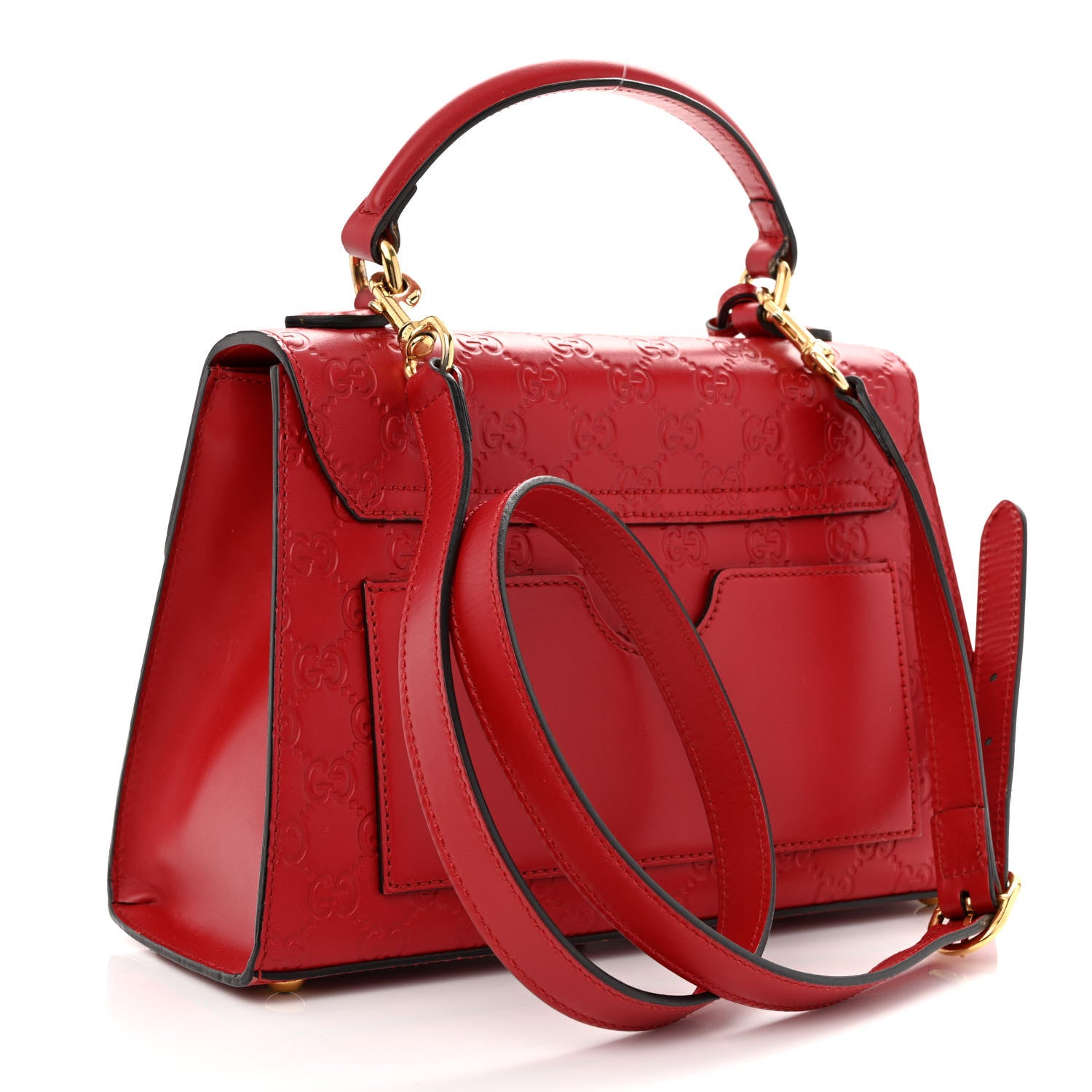 Gucci Guccissima Signature Small Padlock Top Handle Bag Hibiscus Red 3 of 11