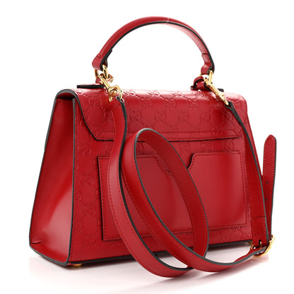 Gucci Guccissima Signature Small Padlock Top Handle Bag Hibiscus Red 3 of 11
