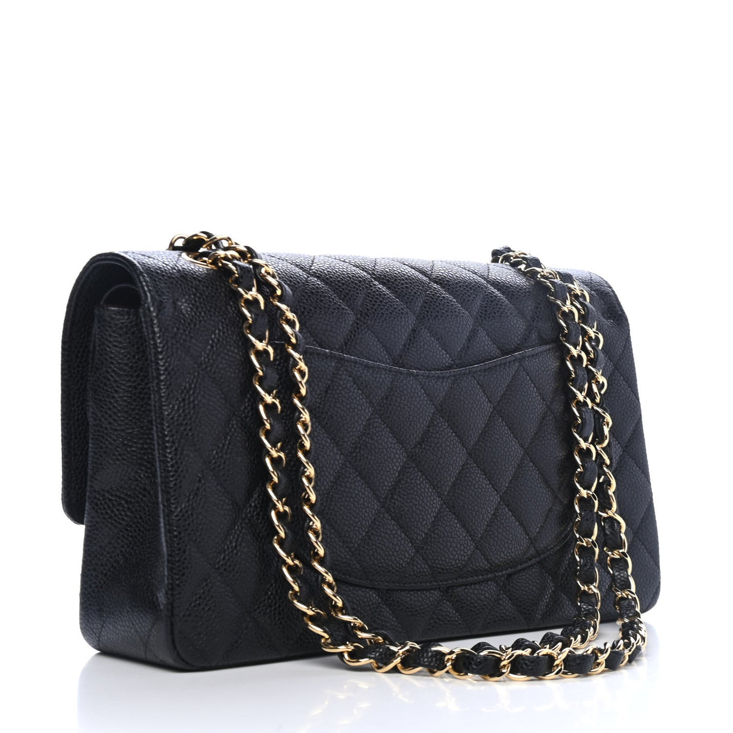 Caviar Quilted Medium Double Flap Black