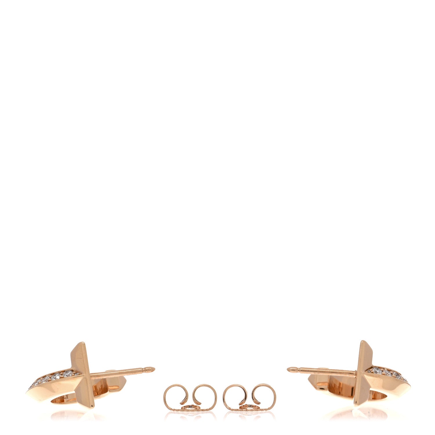 Tiffany 18K Rose Gold Diamond T1 Hoop Earrings 3 of 5