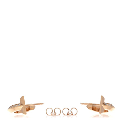 Tiffany 18K Rose Gold Diamond T1 Hoop Earrings 3 of 5