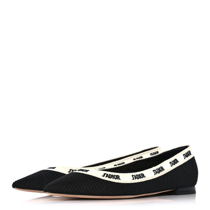 Christian Dior Fabric Ribbon Embroidered J'Adior Ballet Flats 37 Black 3 of 10