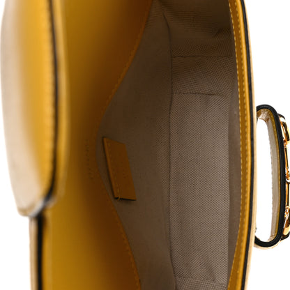 Gucci Azalea Calfskin GG Monogram Bi-Color Debossed Mini Horsebit 1955 Shoulder Bag Dusty Azure Stone Topaz Deep Orange 5 of 10