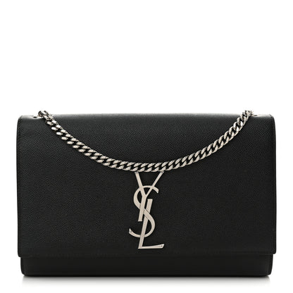 Saint Laurent Grain De Poudre Medium Classic Monogram Kate Satchel Black 1 of 17