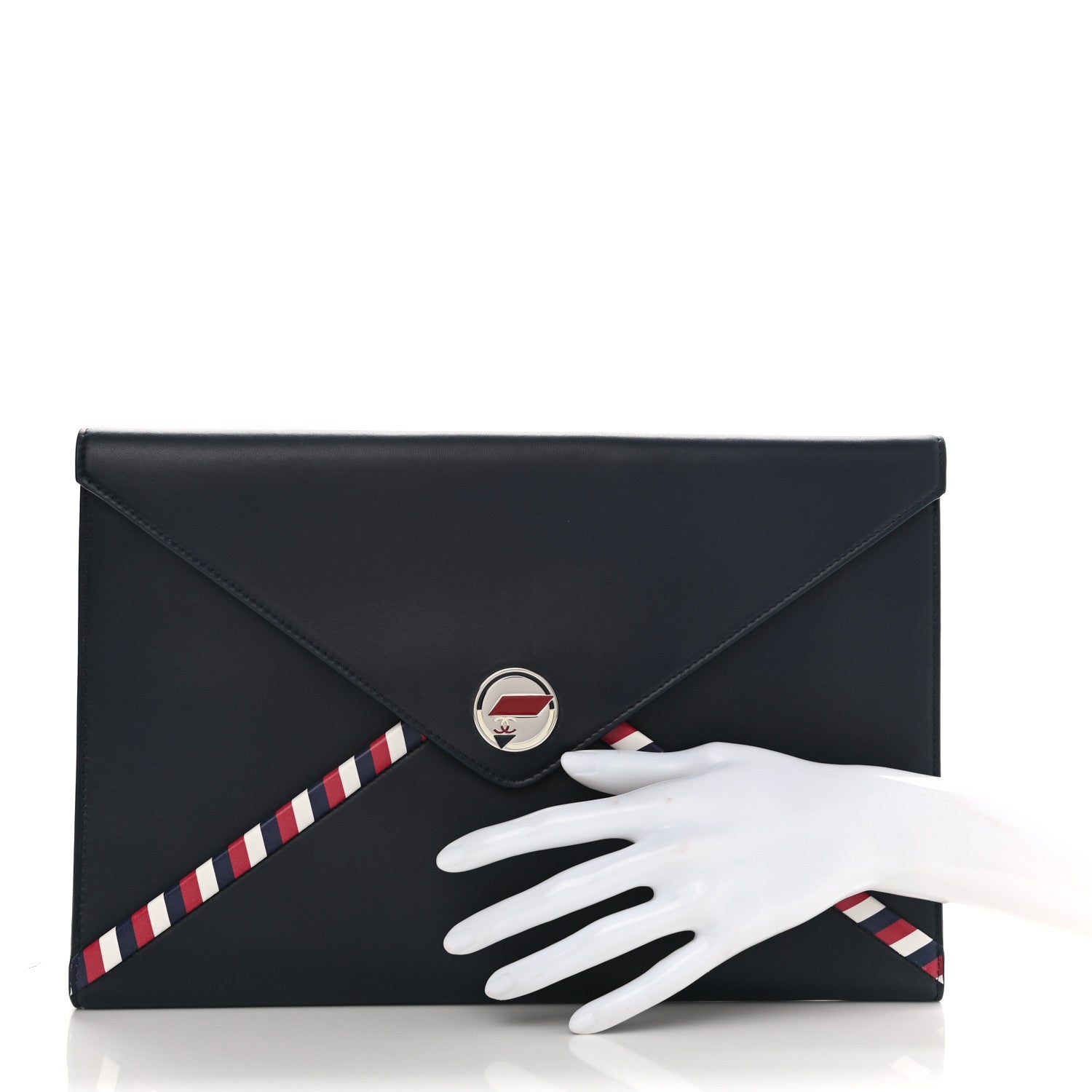 Chanel Lambskin Airline Envelope Pouch Navy 2 of 8