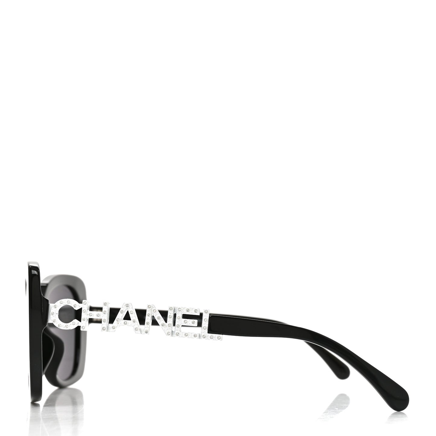 Acetate Strass Square Sunglasses 5422-B-A Black White