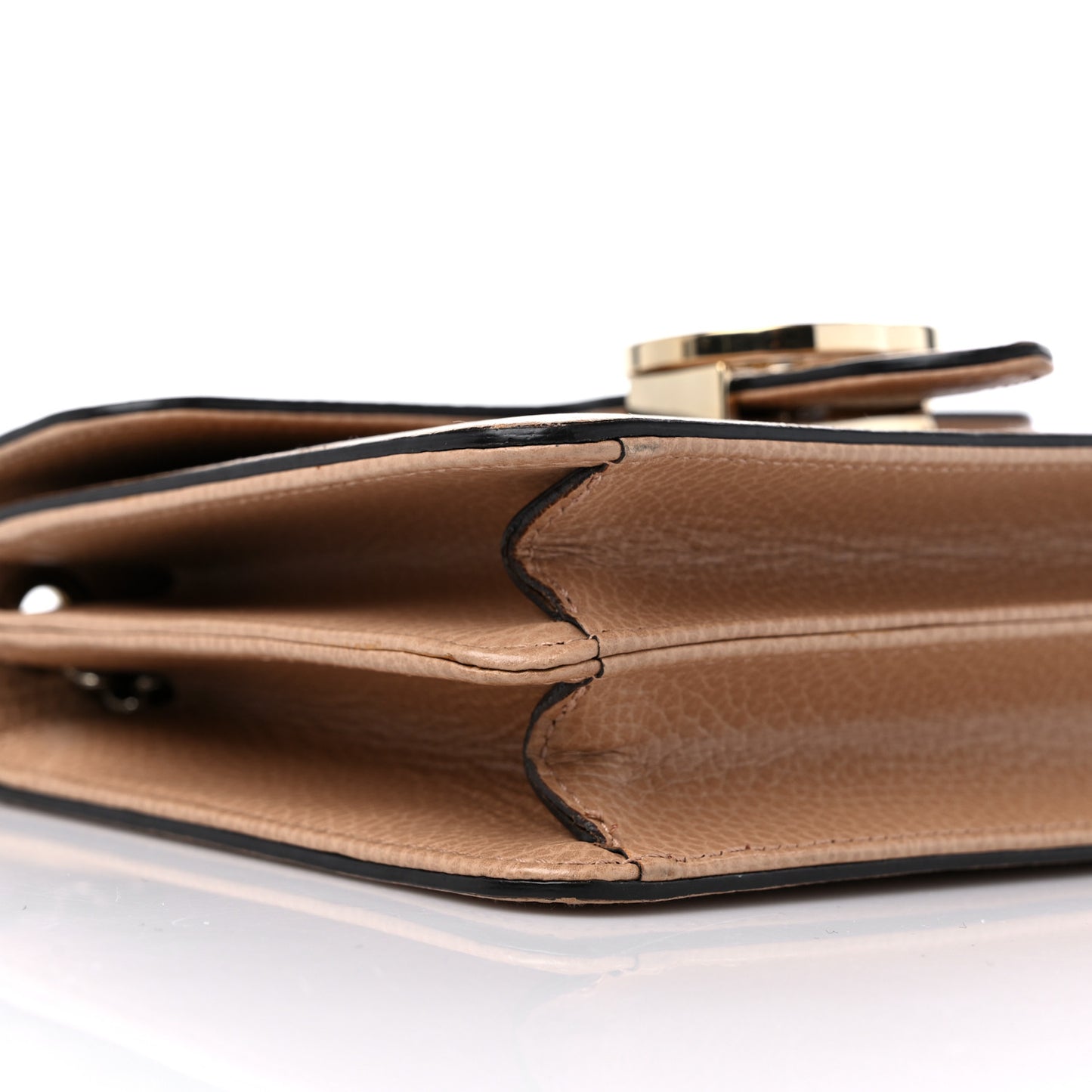Dollar Calfskin Small Interlocking G Shoulder Bag Camelia