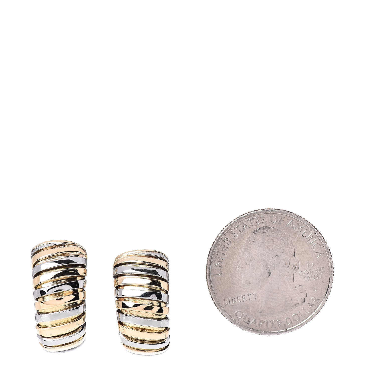 Bulgari 18K Yellow Gold Stainless Steel Tubogas Earrings 2 of 4