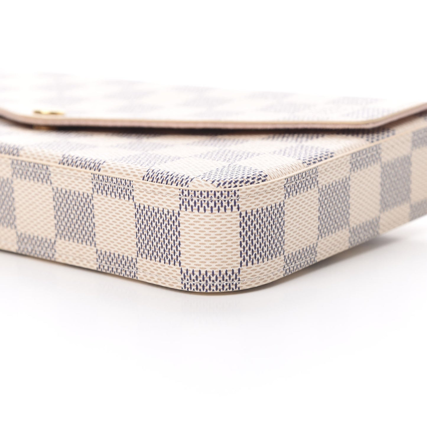 Damier Azur Pochette Felicie Chain Wallet Rose Ballerine