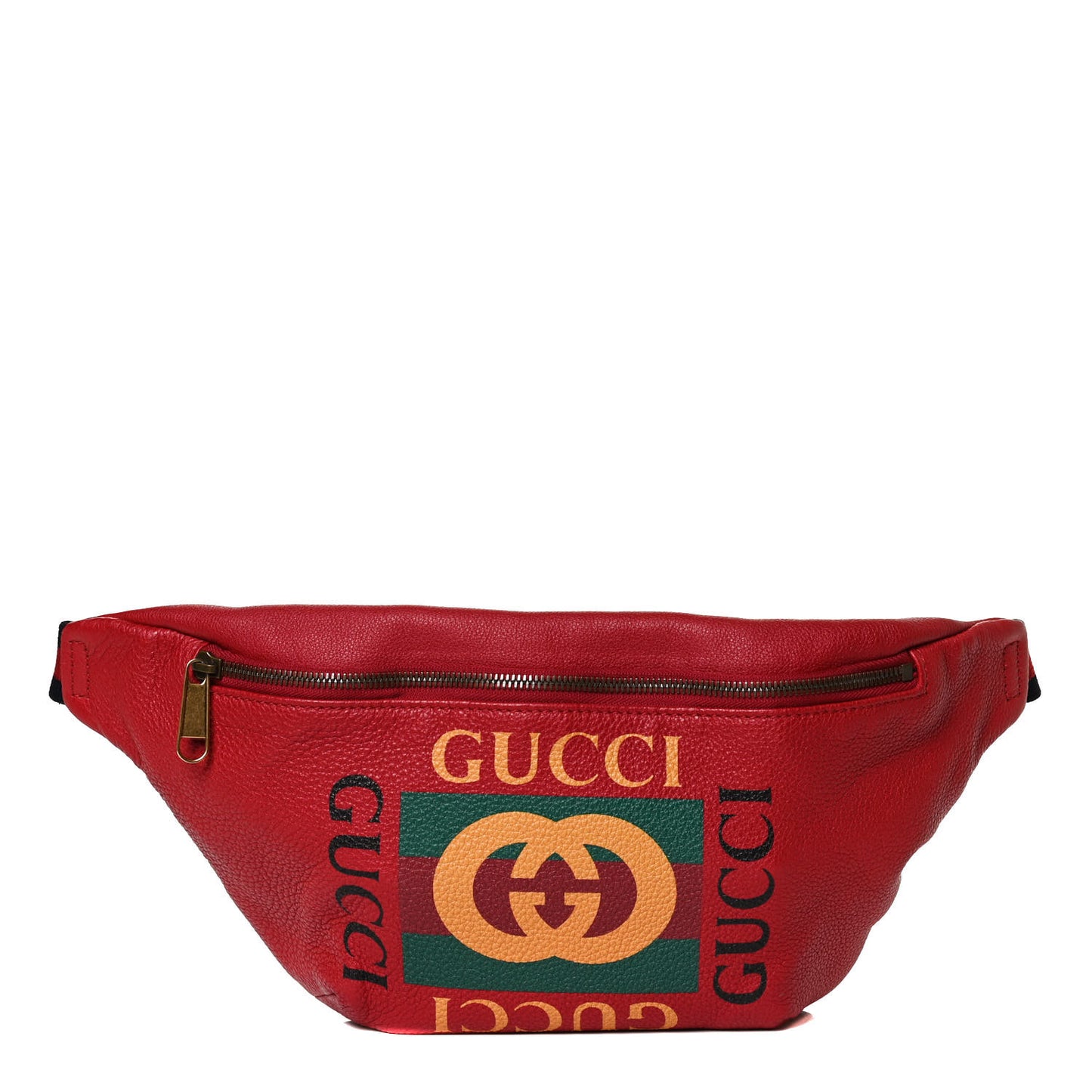 Grained Calfskin Logo Belt Bag Hibiscus Red