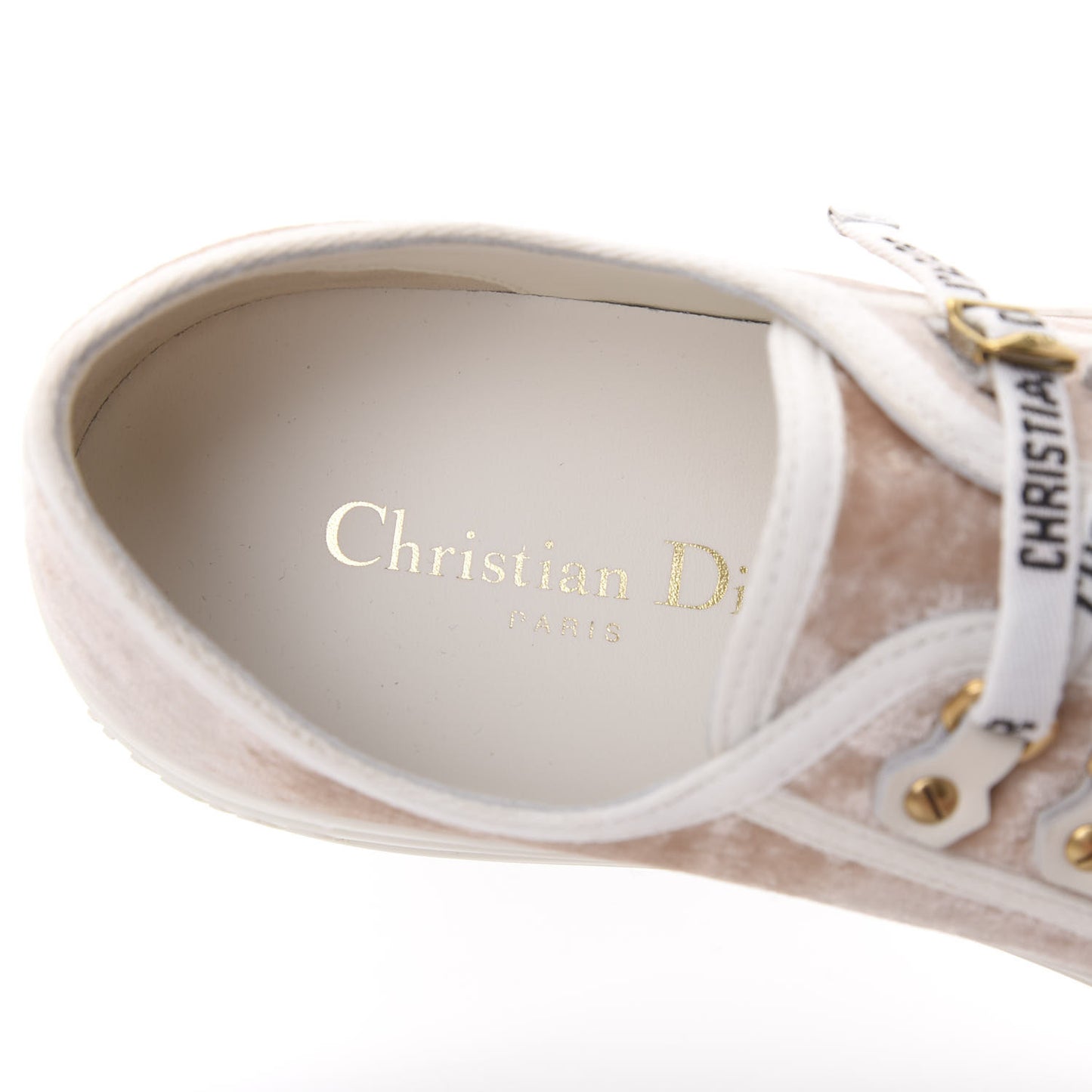 Velvet Walk'N'Dior Low Top Sneakers 38.5 Nude