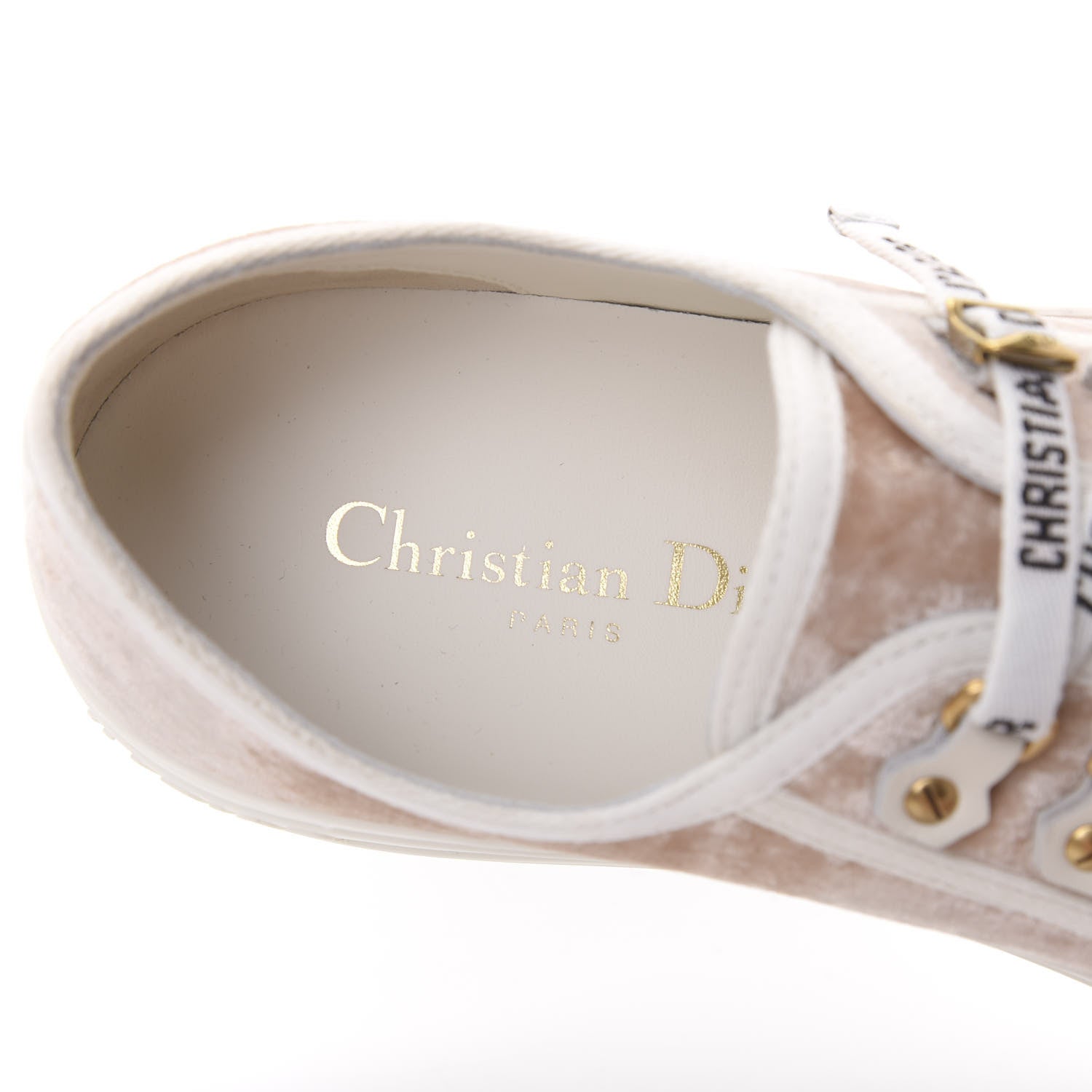 Christian Dior Velvet Walk'N'Dior Low Top Sneakers 38.5 Nude 7 of 9