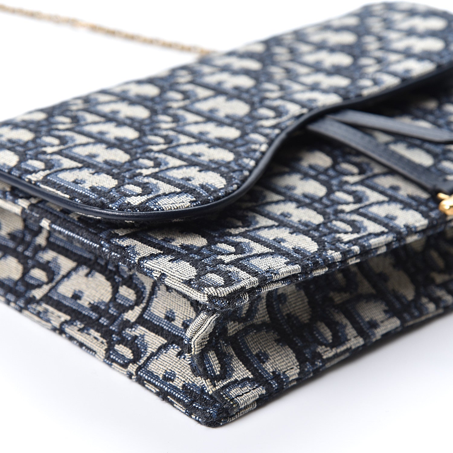 Christian Dior Oblique Saddle Chain Pouch Blue 7 of 9