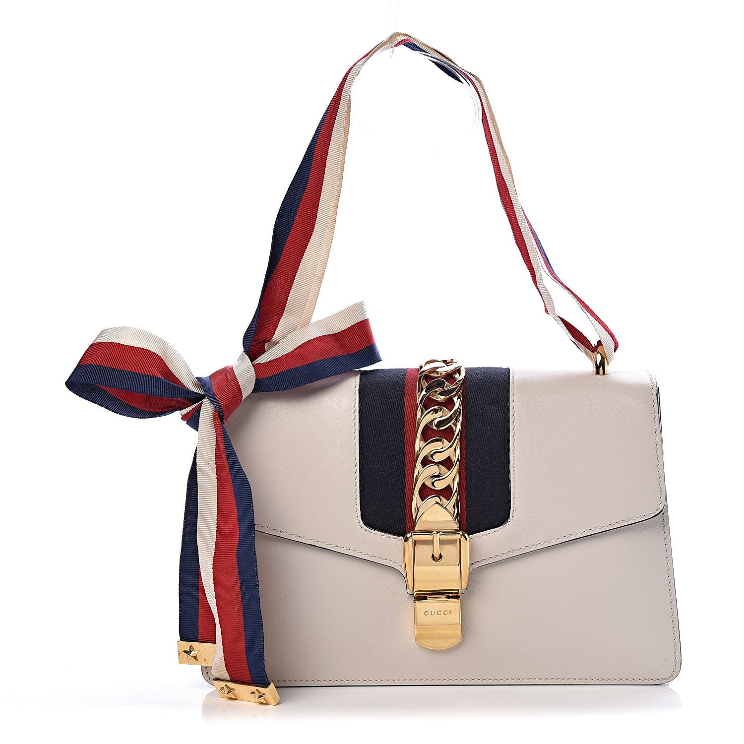 Gucci Calfskin Small Sylvie Shoulder Bag Off White 1 of 10