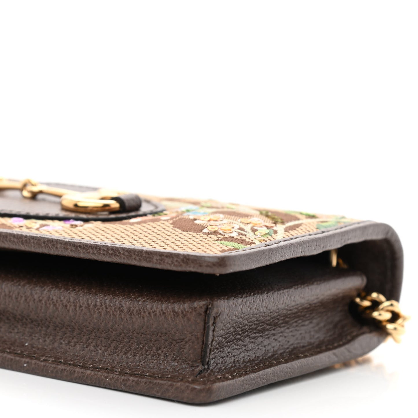 Monogram Jumbo GG Textured Dollar Calfskin Embroidered Horsebit 1955 Wallet On Chain Camel Ebony New Acero Multicolor