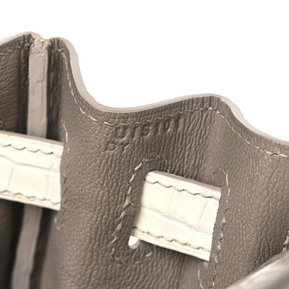 Hermes Matte Niloticus Crocodile Himalaya Kelly Retourne 28 White 7 of 11