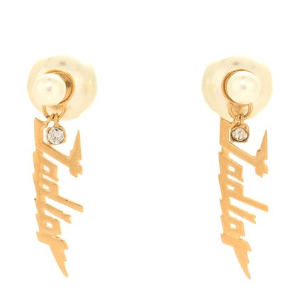 Christian Dior Pearl Crystal J'Adior Tribale Dangle Earrings Gold 1 of 4