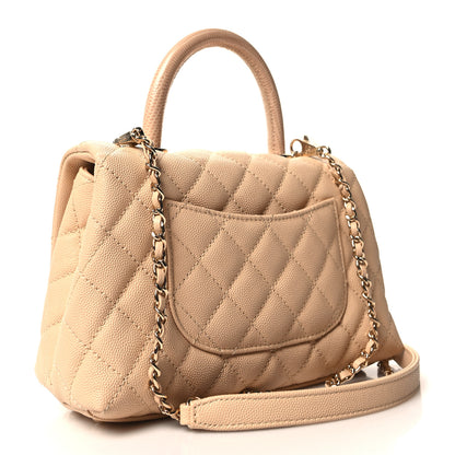 Chanel Caviar Lizard Embossed Quilted Mini Coco Handle Flap Beige 3 of 11