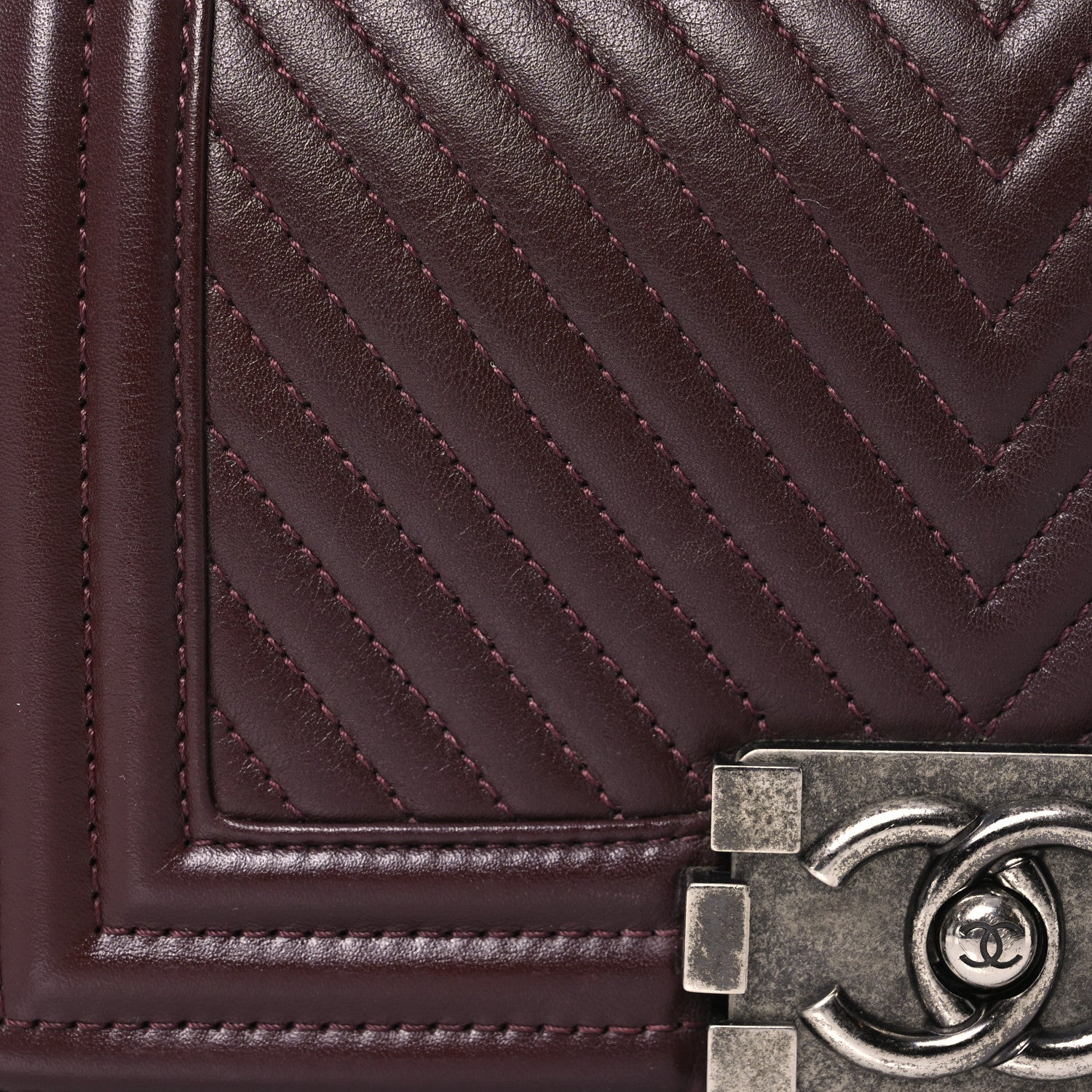 Chanel Calfskin Chevron Quilted Small Boy Flap Burgundy 8 of 10