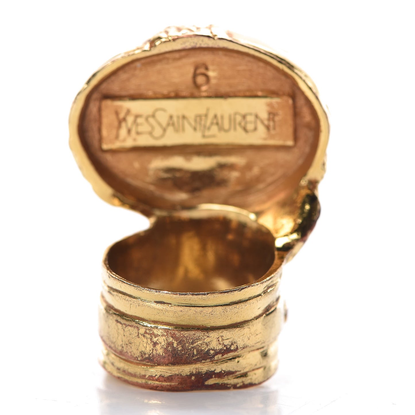Glass Cabochon Arty Ovale Ring 6 Gold Turquoise