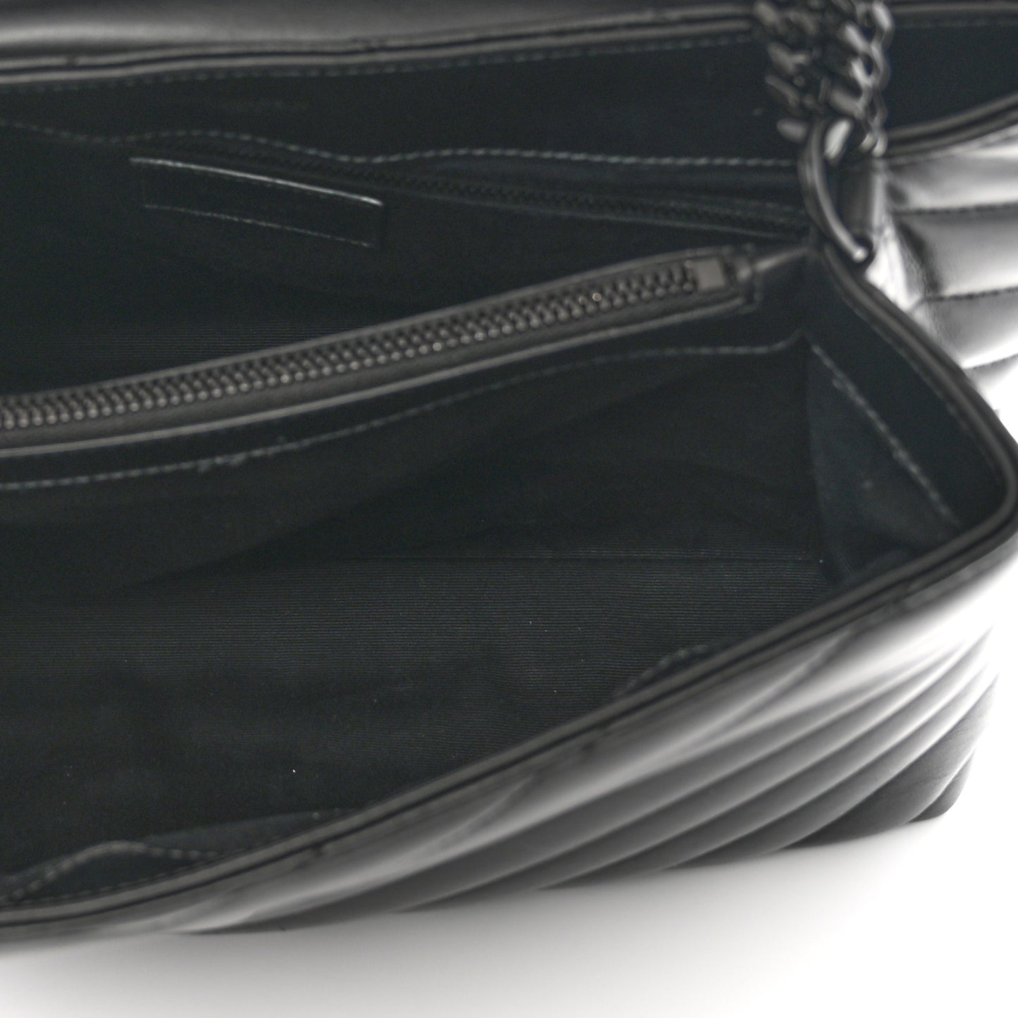 Calfskin Y Quilted Monogram Monochrome Medium Loulou Chain Satchel Black