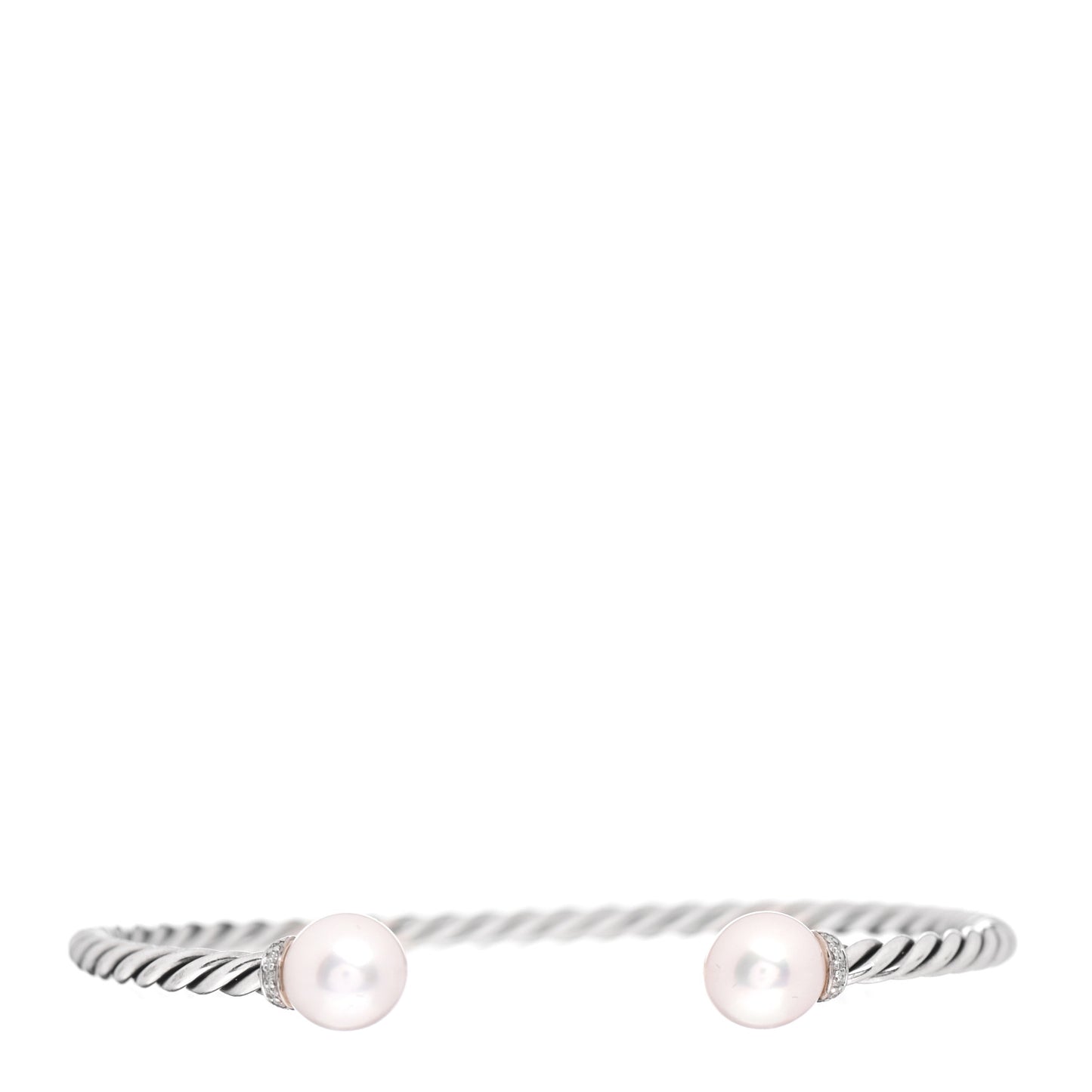 Sterling Silver Diamond Pearl 9mm Solari Bracelet