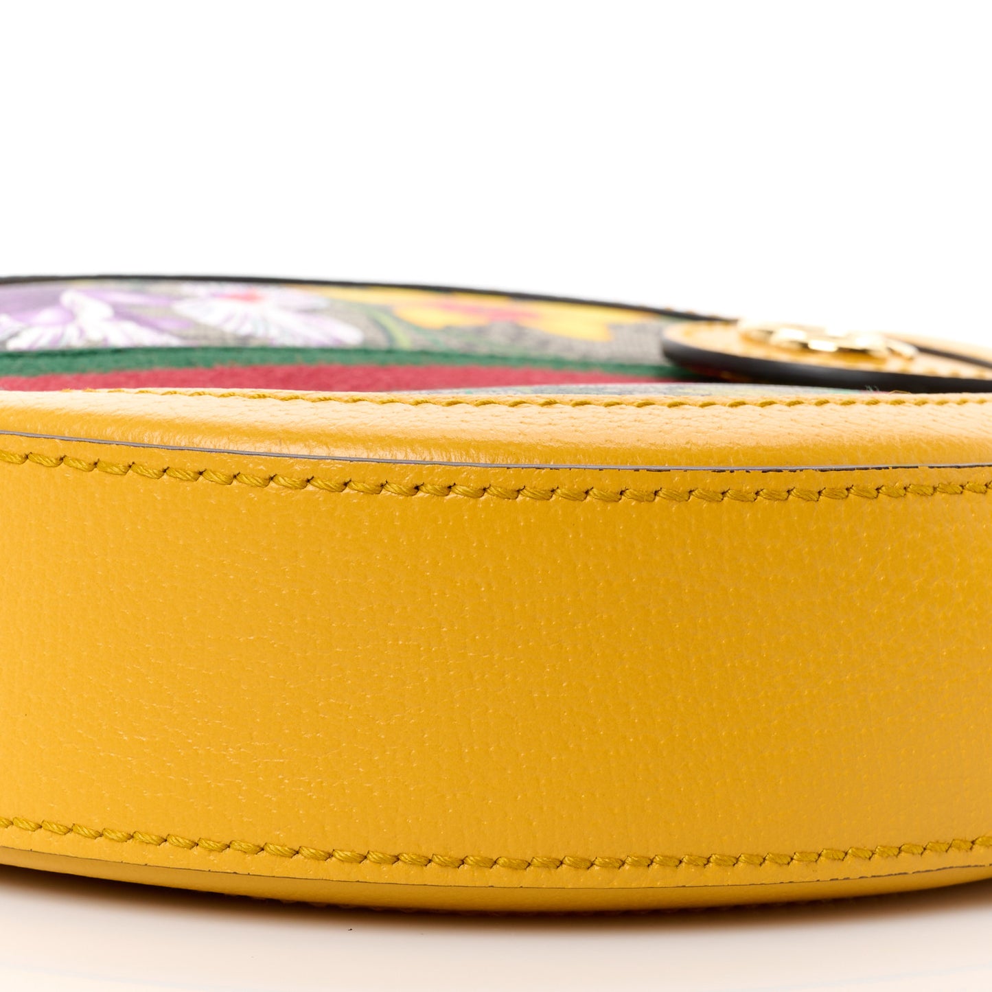 GG Supreme Monogram Flora Web Mini Ophidia Round Shoulder Bag Beige Multicolor Crop